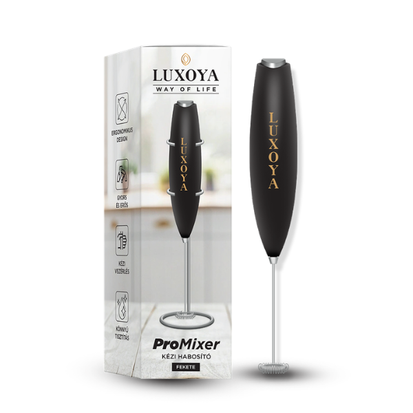 Luxoya Pro Mixer kézi habosító tartóállvánnyal - fekete